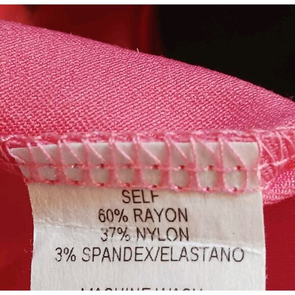 Clothing Ave Dress Pants Women's Large Pink Elastic Waist Button Accent Rayon - Picture 3 of 14